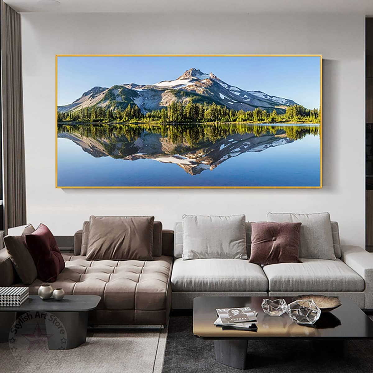 Instarry DIY 5D Diamond Painting Large Size Snow Mountain in Lake Crystal Cross Stitch Living Room Decor 31.5x15.7 inch