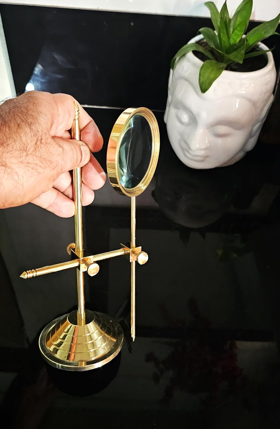 Brass Table Magnifier Magnifying Reading Glass with Stand