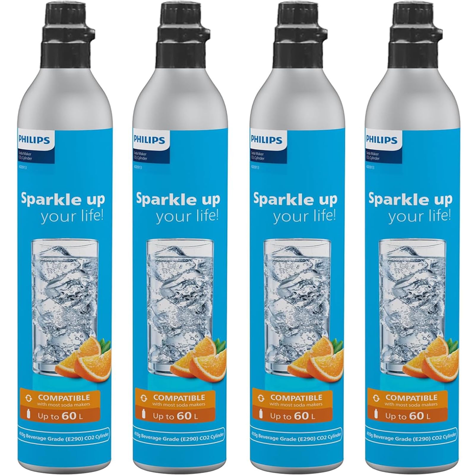 Philips CO2 Canisters 2 Pack for Soda Maker, 60L CO2 Cylinders, ADD913P4/37