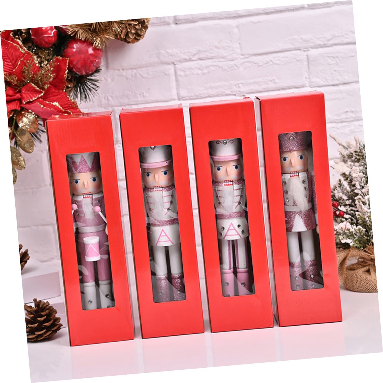 ULTECHNOVO 4pezzi Schiaccianoci Soldato in Legno Decorazione Natalizia Ornamento da Tavolo per Feste di Natale Forniture per Feste Regali per Ragazze Adolescenti