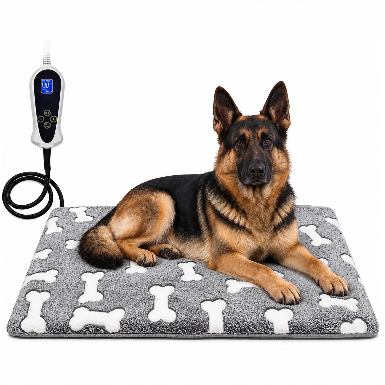 Bestio Large Dog Heating Pad, 34x21in, MET&UL Dual Certification, Gray