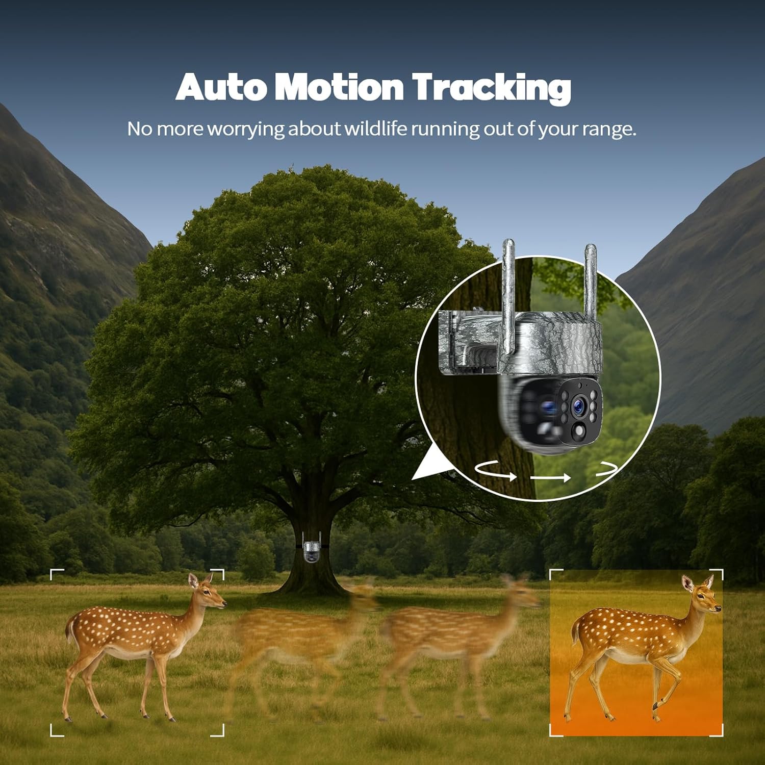 Cellular Trail Camera, 2.5K Live Streaming, 4G LTE Game Camera, 360° View, Night Vision, Motion Activated, SIM Card Included, Solar Powered Cellular Security Camera for Outdoor, Farm（1 Pack）