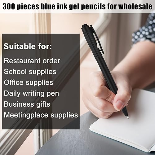 Miniatura 9 de Zuazaor 300 bolígrafos retráctiles baratos al por mayor de 0.028in, tinta azul, para oficina, escuela, restaurante (multicolor)