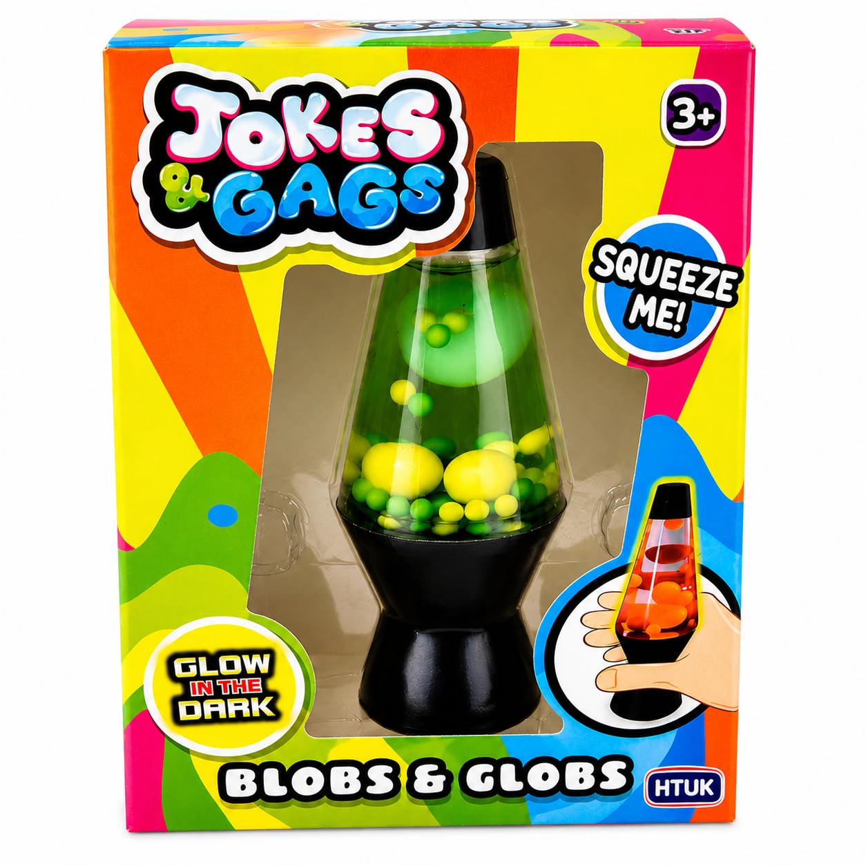 Jokes & Gags Blobs & Globs Mini Lava Lamp Stress Toy, Glow in The Dark Sensory Fidget Toy, Squishy Squeeze Toy for Kids & Adults, Assorted Colours, 1 Pack HTUK