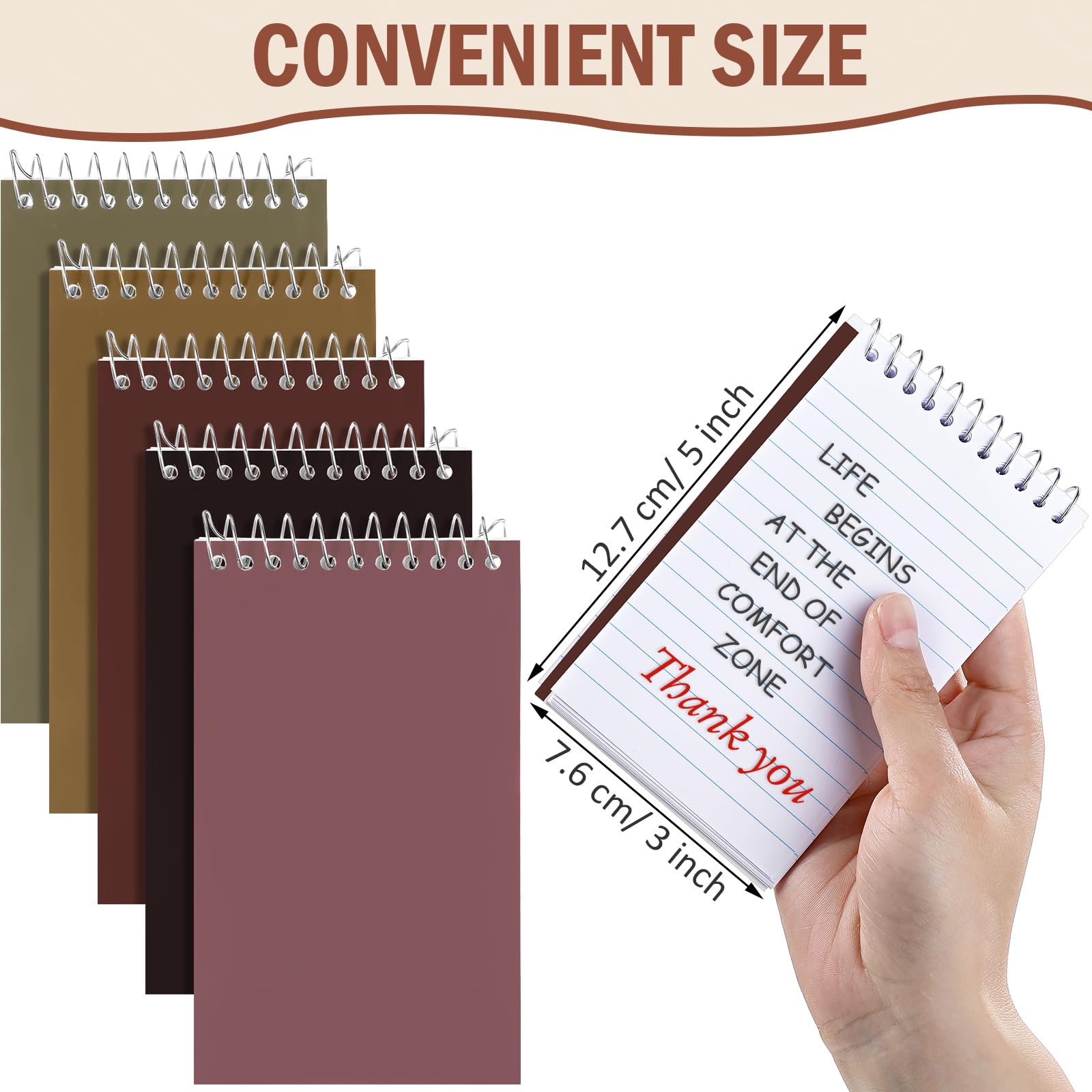 Lot de 100 blocs-notes à spirales à spirales 7,6 x 12,7 cm - Petit bloc-notes ligné pour collège - 60 feuilles/bloc-notes à spirale - Bloc à gratter (multicolore)