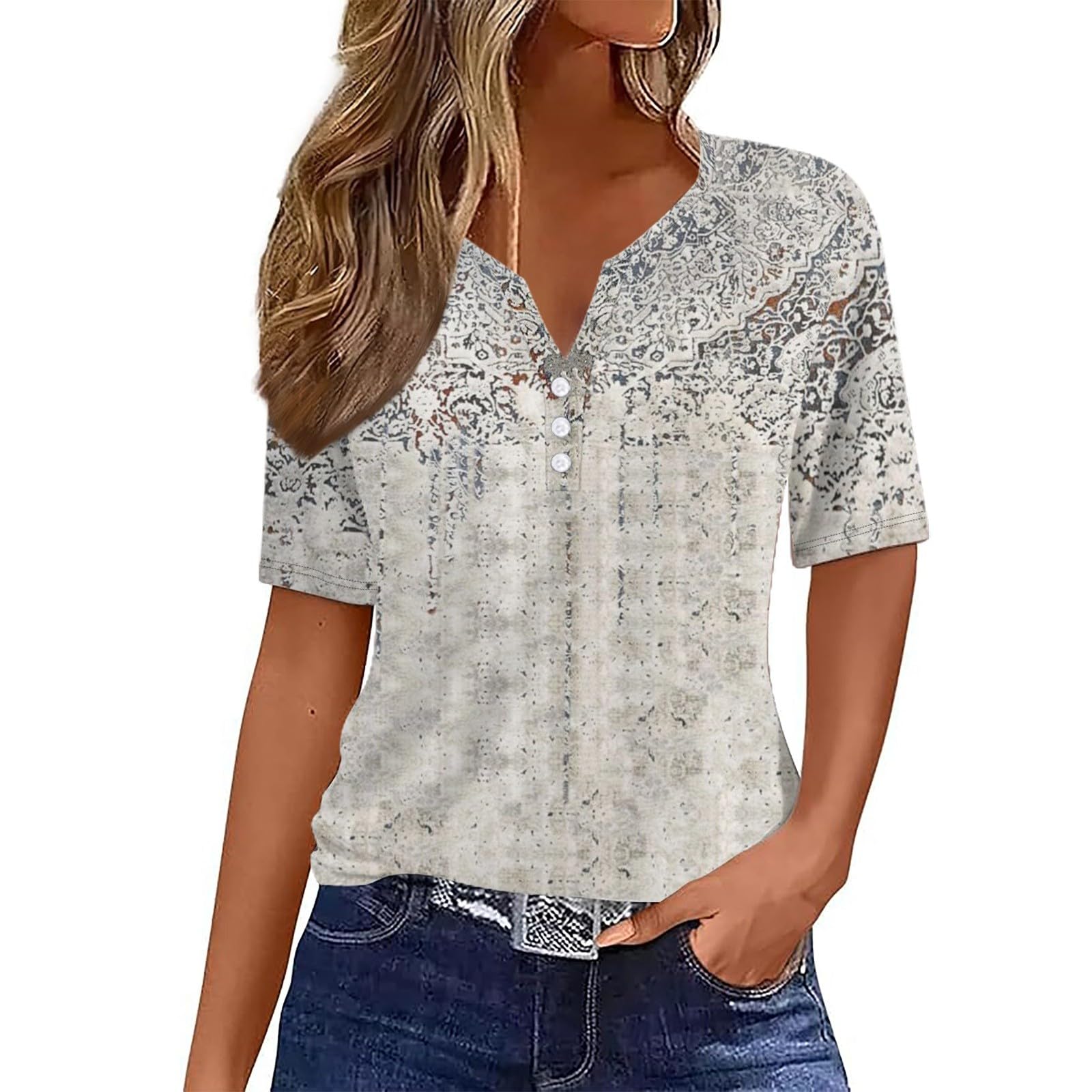 T Shirt Short Sleeve Summer Womens Tops Beach Workout Tops Classic V Neck Graphic Tees