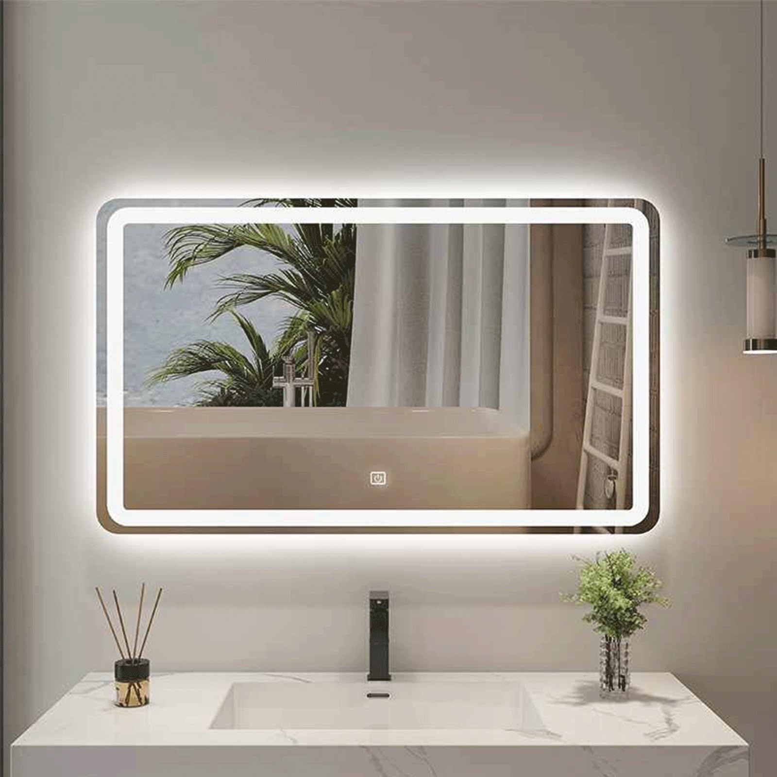 Miroir LED rectangulaire de 70cm anti-buée au design épuré