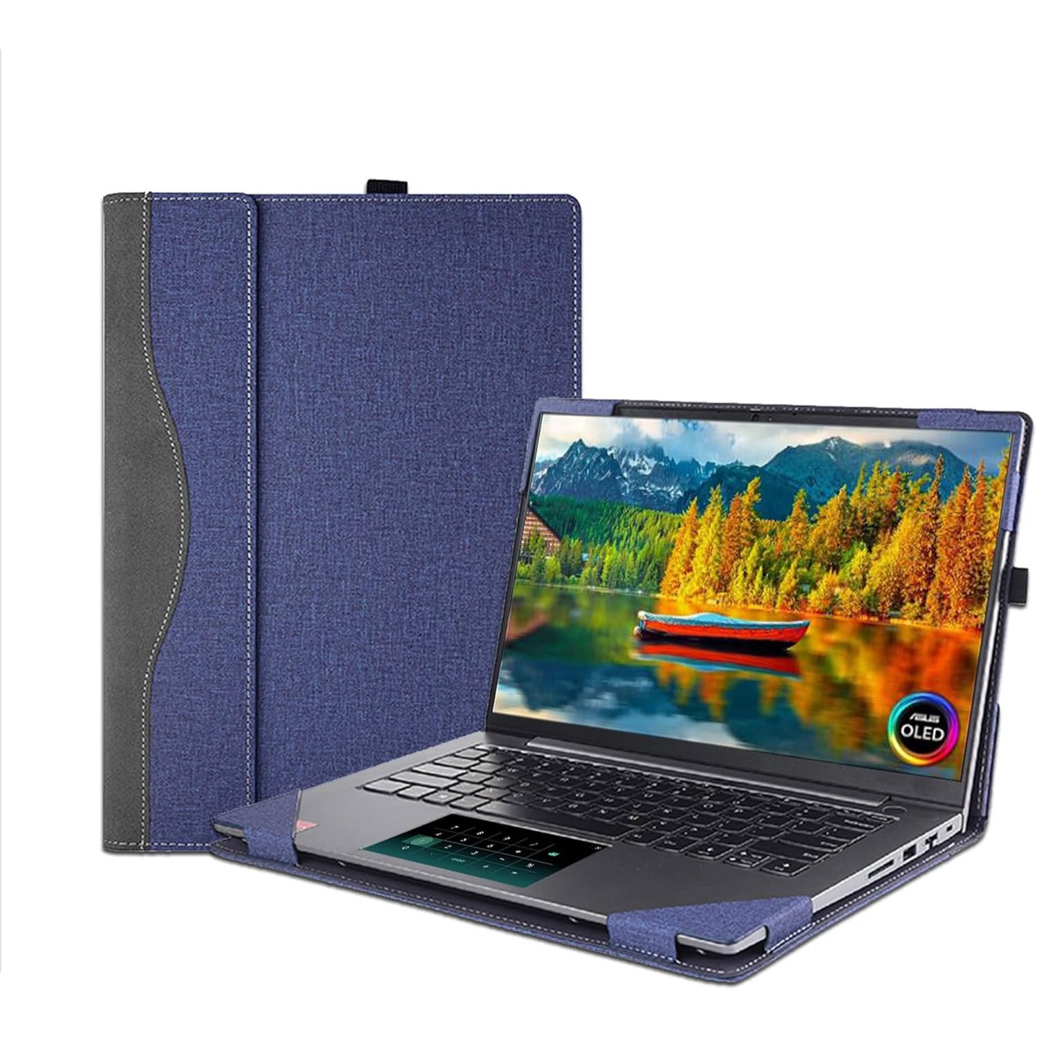 Custodia per computer portatile Asus Zenbook 14 OLED da 14", 14X e 14", custodia a libro per notebook [si prega di controllare il modello], custodia protettiva in pelle PU con portapenne e foro per la