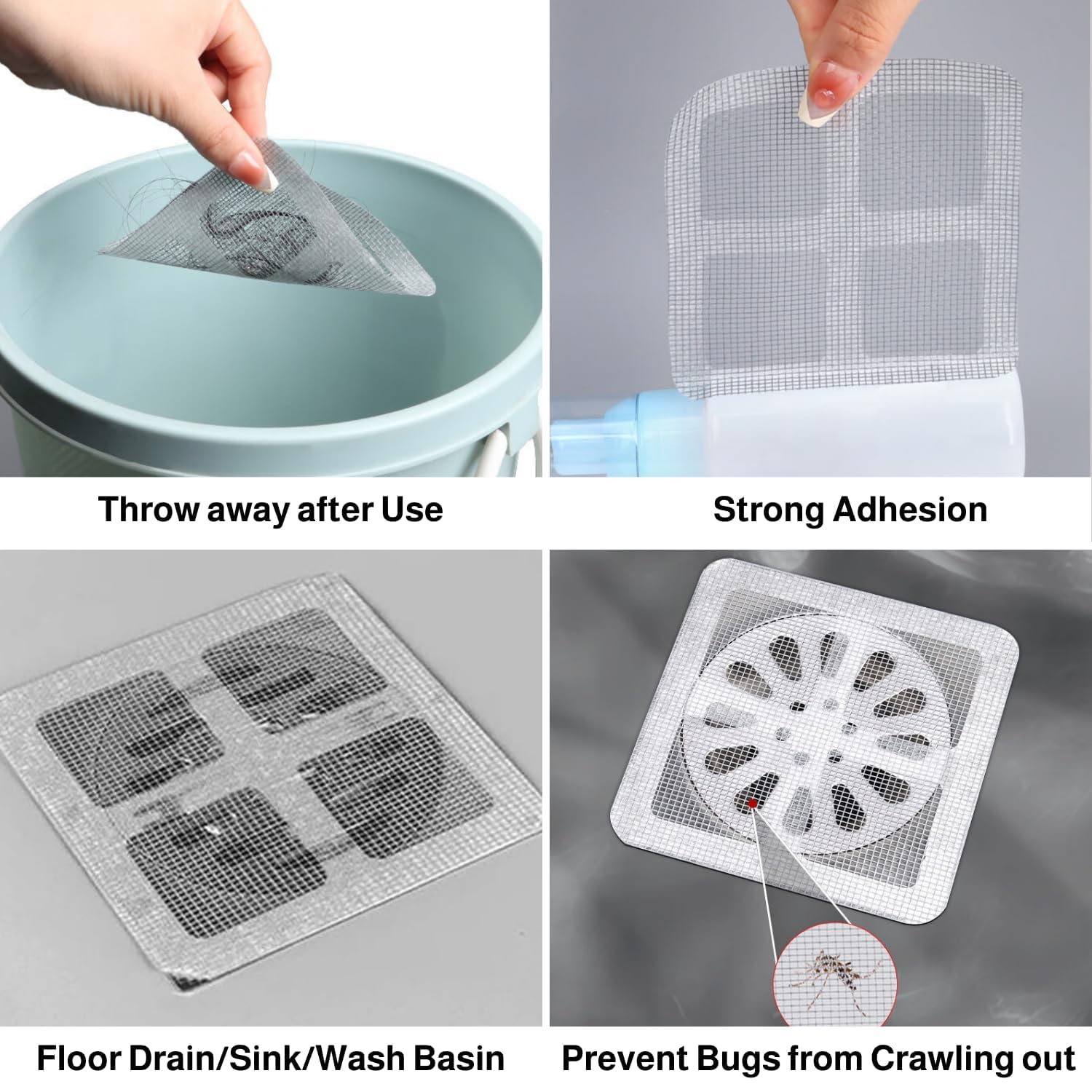 Set Di 50 Adesivi Usa E Getta, Filtro Raccogli Capelli Per Doccia - Foto 4