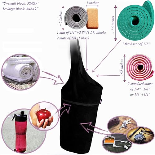 Miniatura 5 de Bolsa para esterilla de yoga, bolsa larga con bolsillos para tus accesorios de yoga, bolsa de yoga con correa elástica para esterilla de yoga,