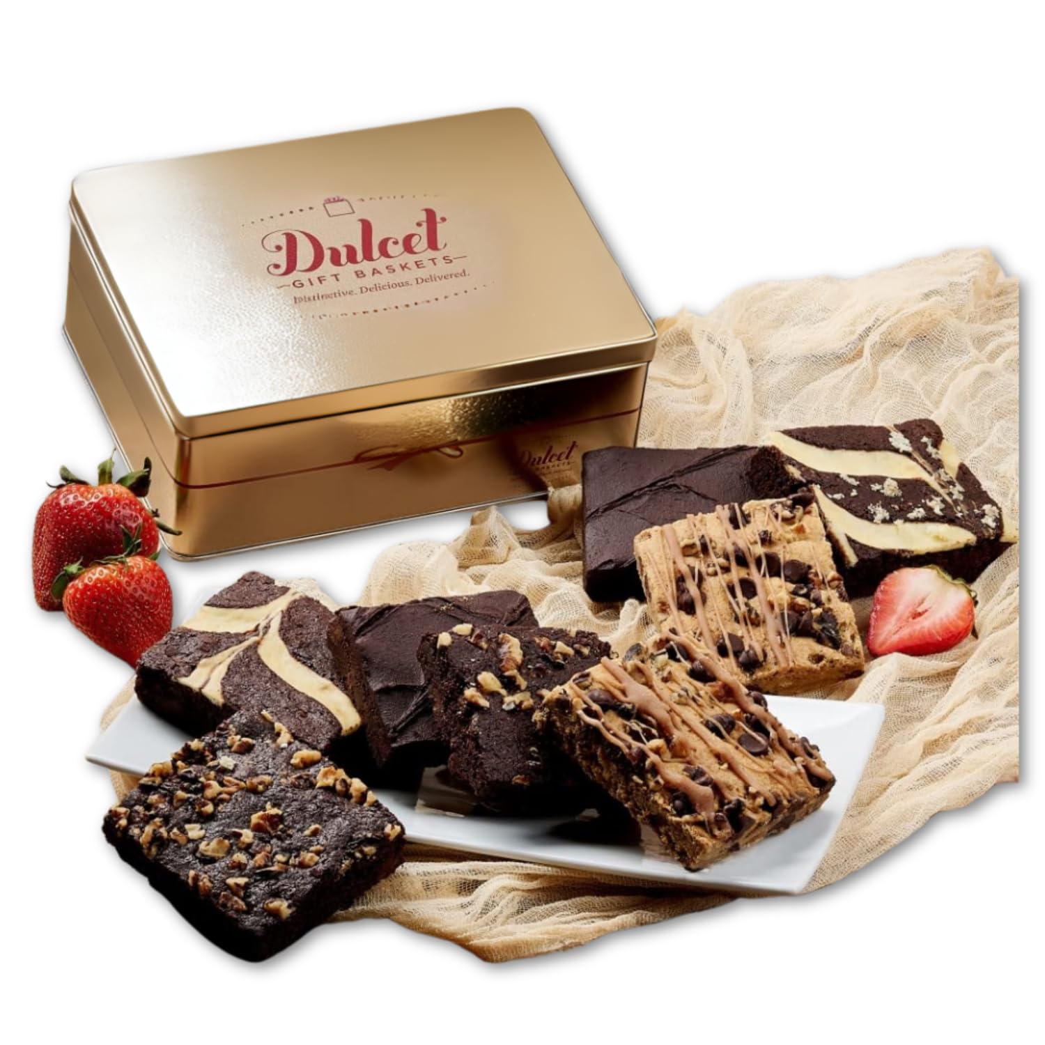 Dulcet Gourmet Food Gift Basket, Great Gift - Includes: Chocolate Brownies, Walnut Brownies, Chocolate Chip blondes, ideal gift idea by Dulcet Gift Baskets