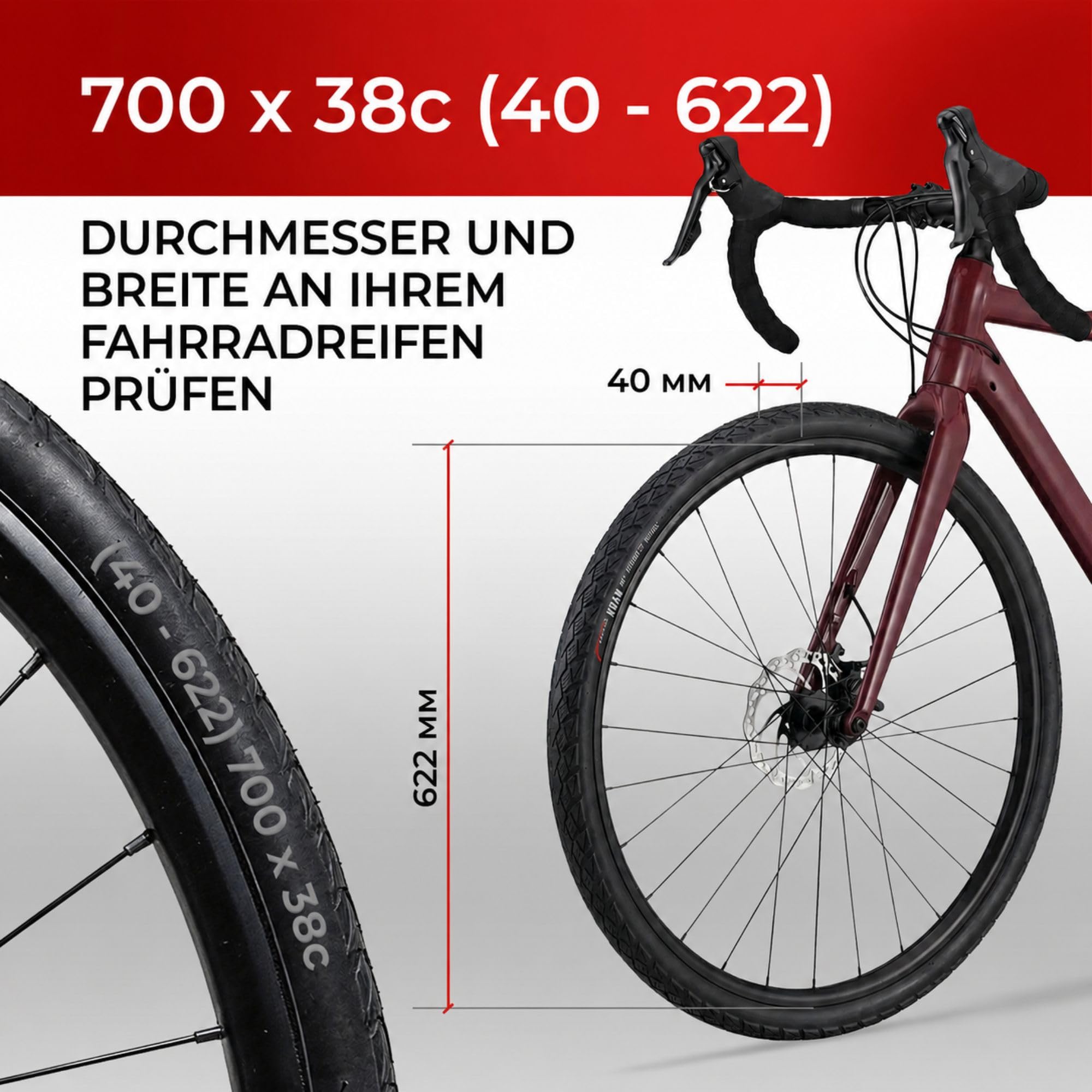 fahrradreifen 28 zoll mountainbike Fincci 700x38c - Paar Fahrradreifen mit 1 mm Pannenschutz Maximo Faust Handschuh 8303-059799 Silver-Gold-Seniors Group Color:Sky Blue/Silver/Black