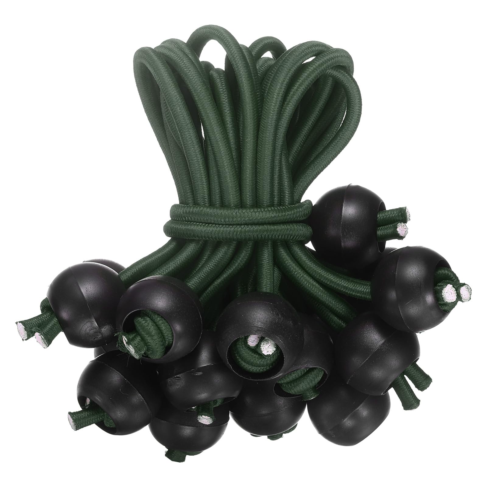 sourcing map 4" Balls Bungee Cords, 30 Pcs Bungee Cords with Balls Elastic Tarp Tie Downs for Tents, Camping, Tarp, Posters, Expander Loops, Tarpaulin Holders, Tarpaulin Rubber (Green/Black) โ image 1