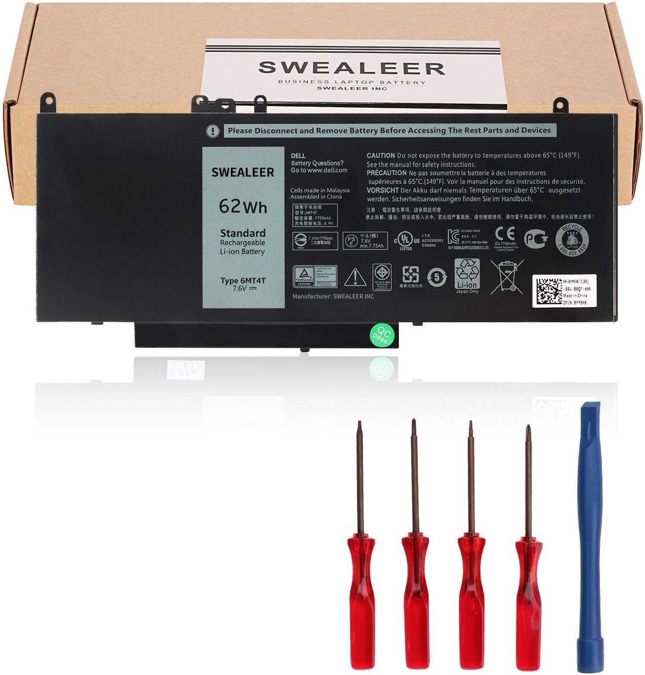 SWEALEER 6MT4T Laptop Battery Compatible with Dell Latitude 14 5470 E5470 15 5570 E5570 Precision 15 3510 M3510 Series Notebook Replacement for 7V69Y TXF9M 79VRK 07V69Y 0HK6DV 079VRK 0TXF9M [6MT4T]