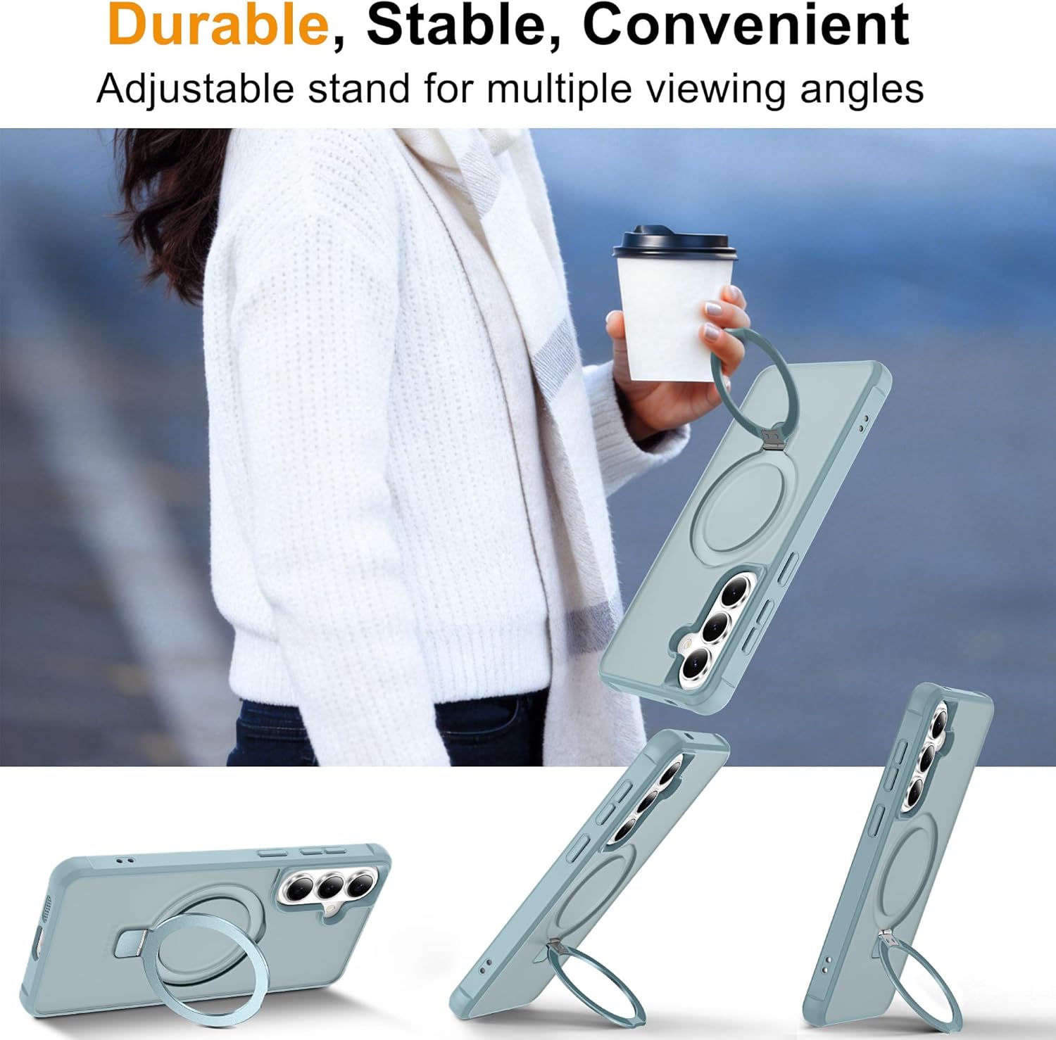 CHAOFEnG Magnetic Compatible with Samsung Galaxy S26 Case with Stand [Military Grade Drop][Compatible with Magnet] Ring Holder Translucent Slim Hard Back Soft Edge, Green