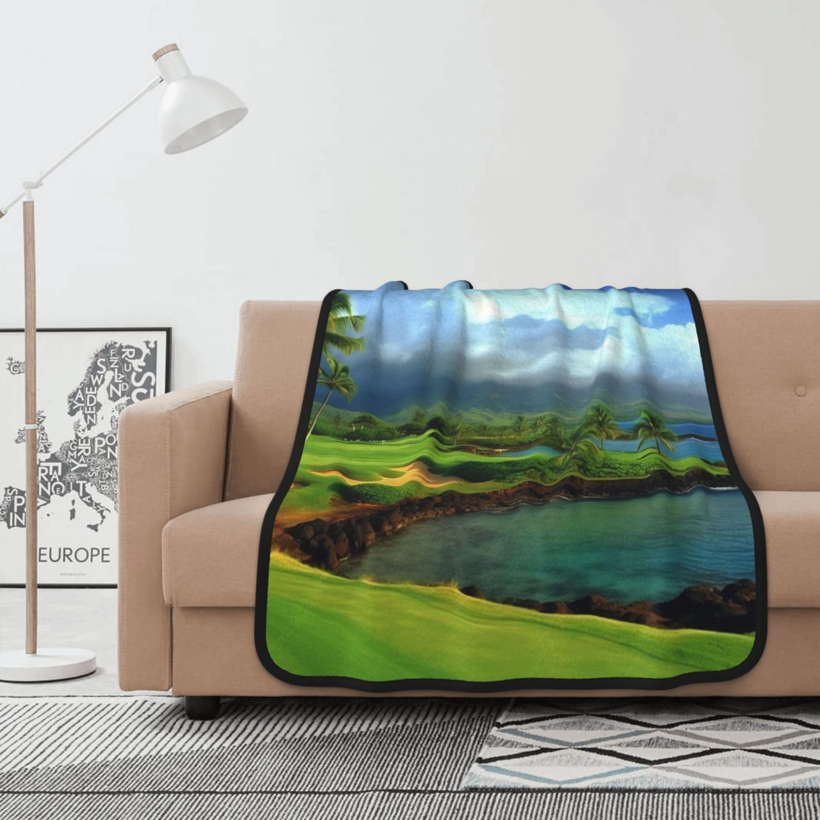 Couverture polaire haut de gamme en flanelle double face imprimé tropical confortable