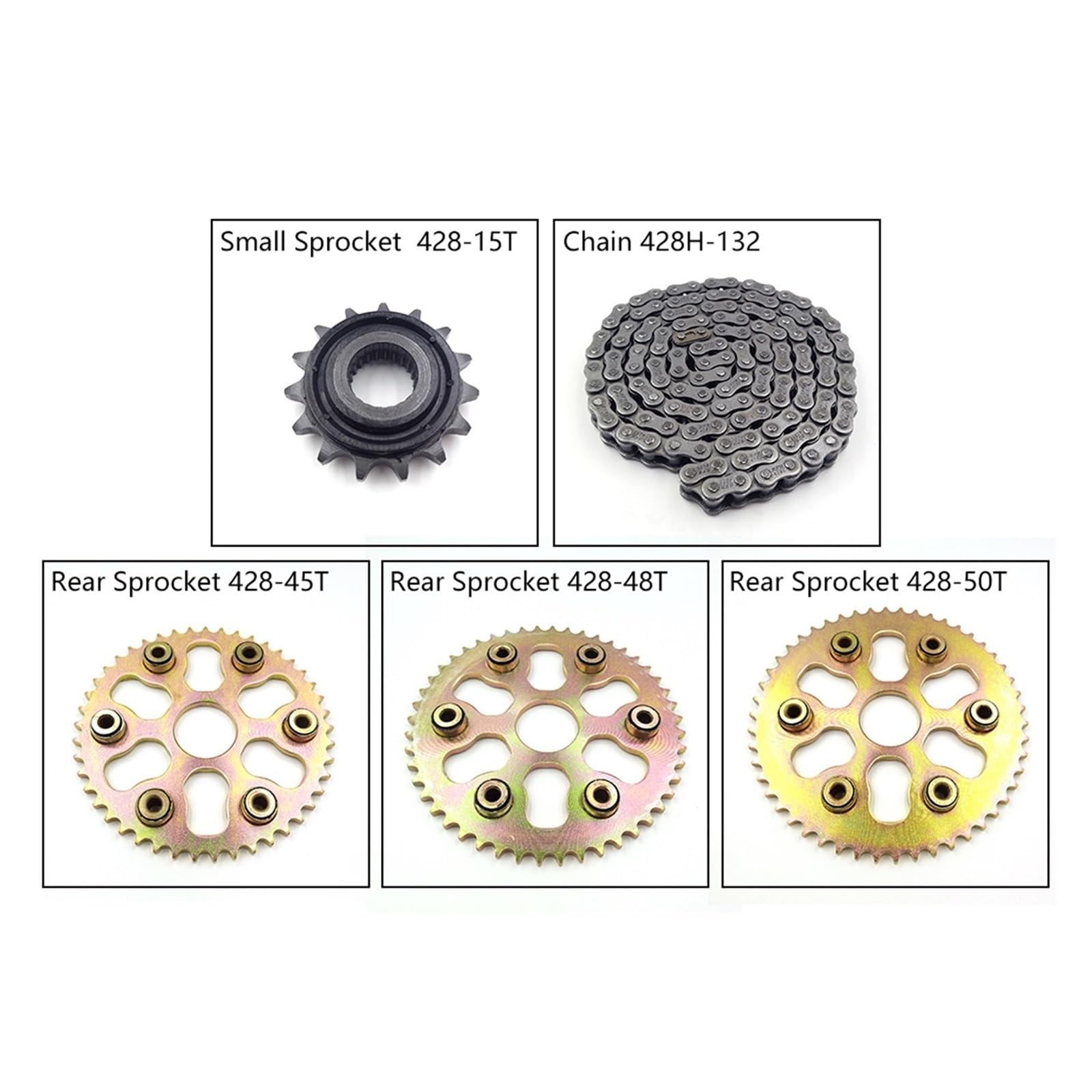 Compatible Con YAMAHA TRICKER XG250 428-45T 48T 50T 15T Piñones Traseros Delanteros Engranaje De Transmisión motor motocicleta piñón Kit de Cadena(15T Front Sprocket)