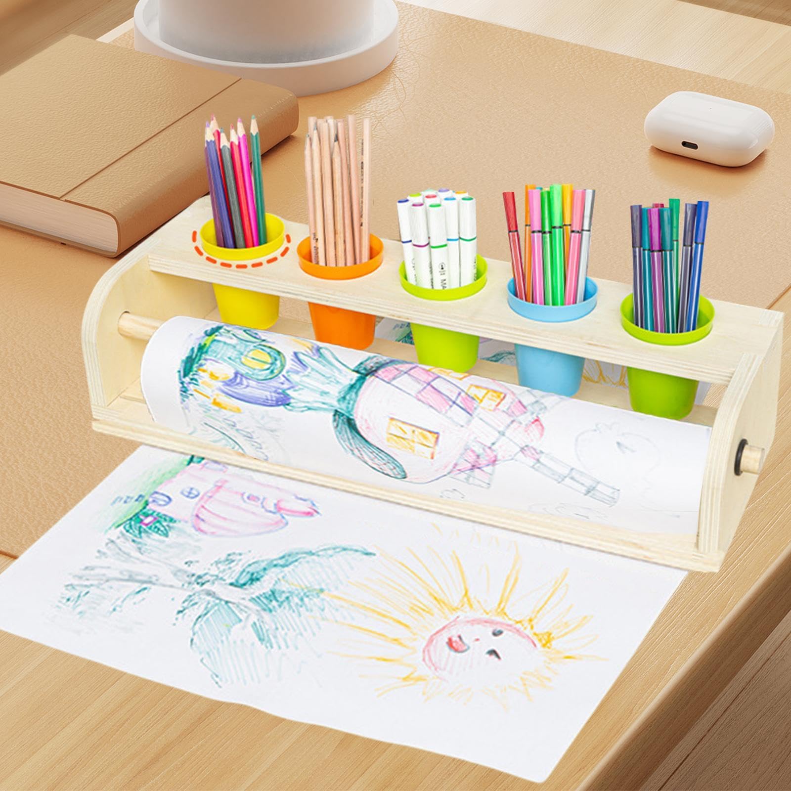 Generic Malstaffelei für Kinder, Bastelbedarf, Tisch Papierrollenhalter mit Weißer Papierrolle, Groß