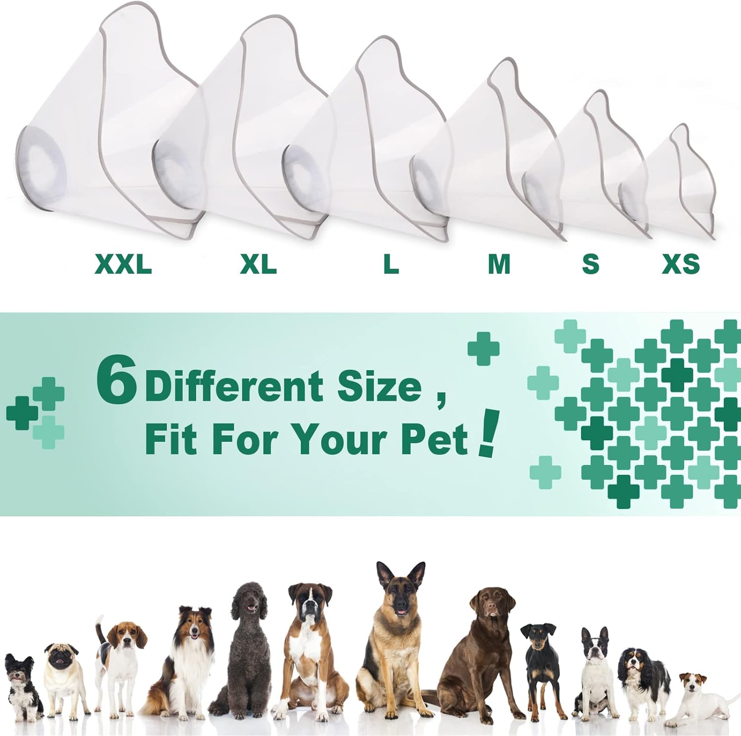 Supet Dog Cone Adjustable Pet Recovery Collar Dog Surgery Cone Protective Dog Cone Collar for Large Small Dogs After Surgery, Plastic Dog Cats Neck Cone of Shame E-Collar Anti-Bite Lick Wound Healing : Pet Supplies