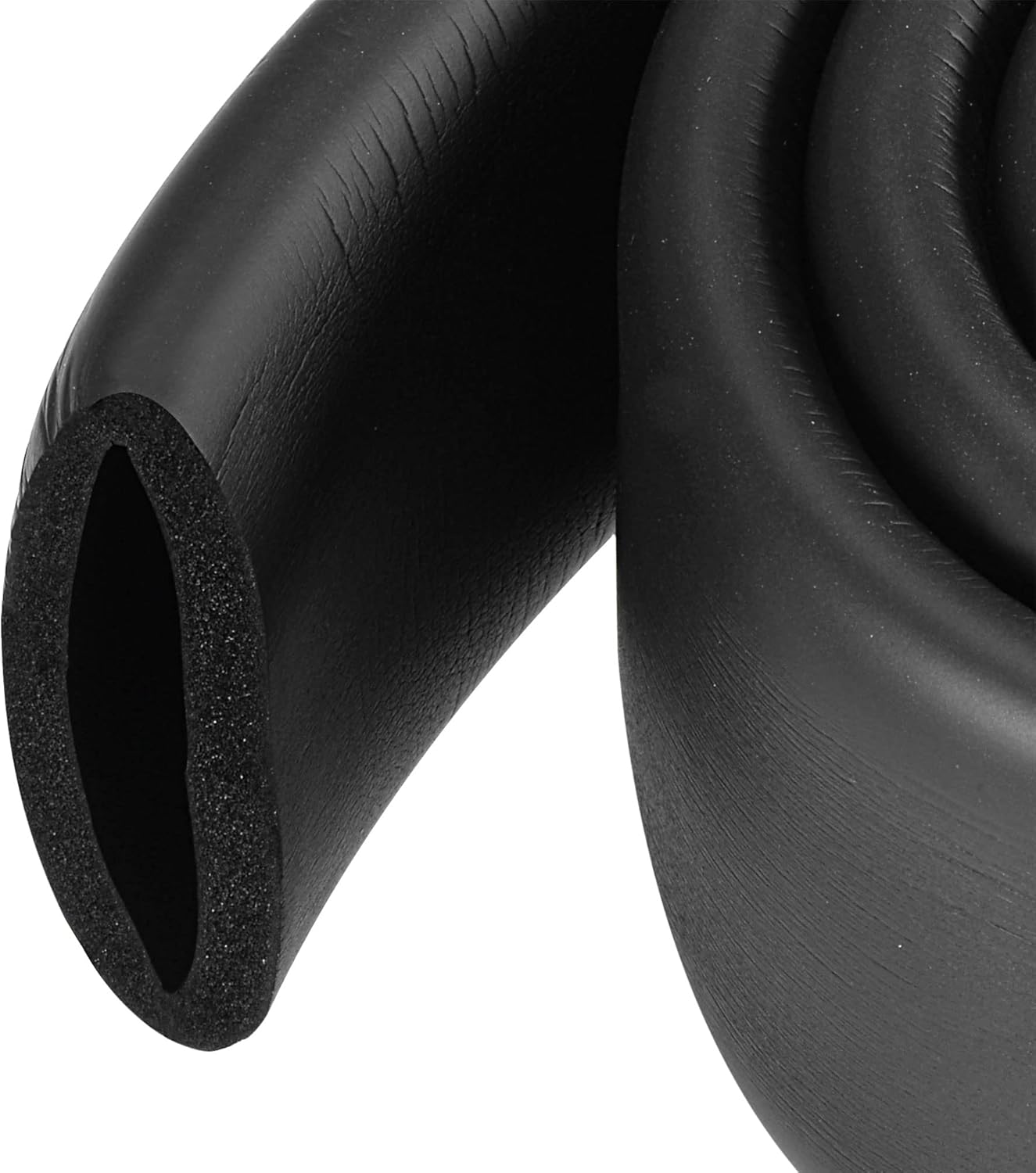 MECCANIXITY Foam Tubing, 50mm ID 64mm OD 2m Length Tube Covers for Handle Grip Support Pipe Insulation, Black