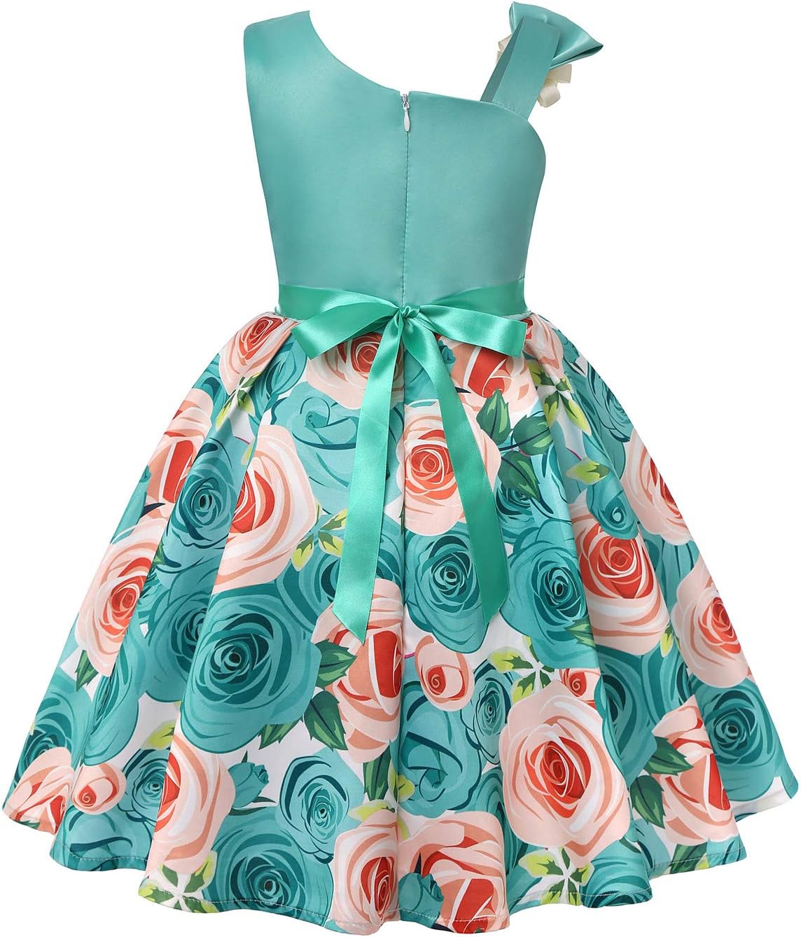 2-9T Flower Girls Floral Dresses Toddler Pageant Striped Dress