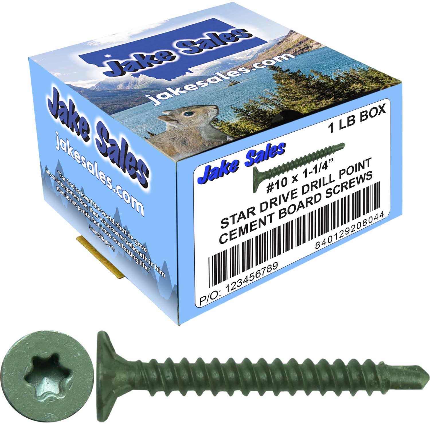 Jake Sales #10x1-5/8 Cement Board Star Head Screws Drill Point for Fastening Cement Backer Board/Cement Board/Tile Board • T-25 (Full Box 4000 Screw Count)