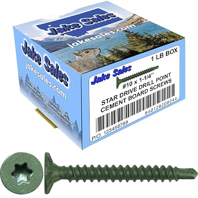 10x1-1/4 Drill Point Torx/Star Head Screw for Fastening Cement Backer/Board/Tile Board - T-25 Head - T-25 Head - 1 Pound 161 Screws