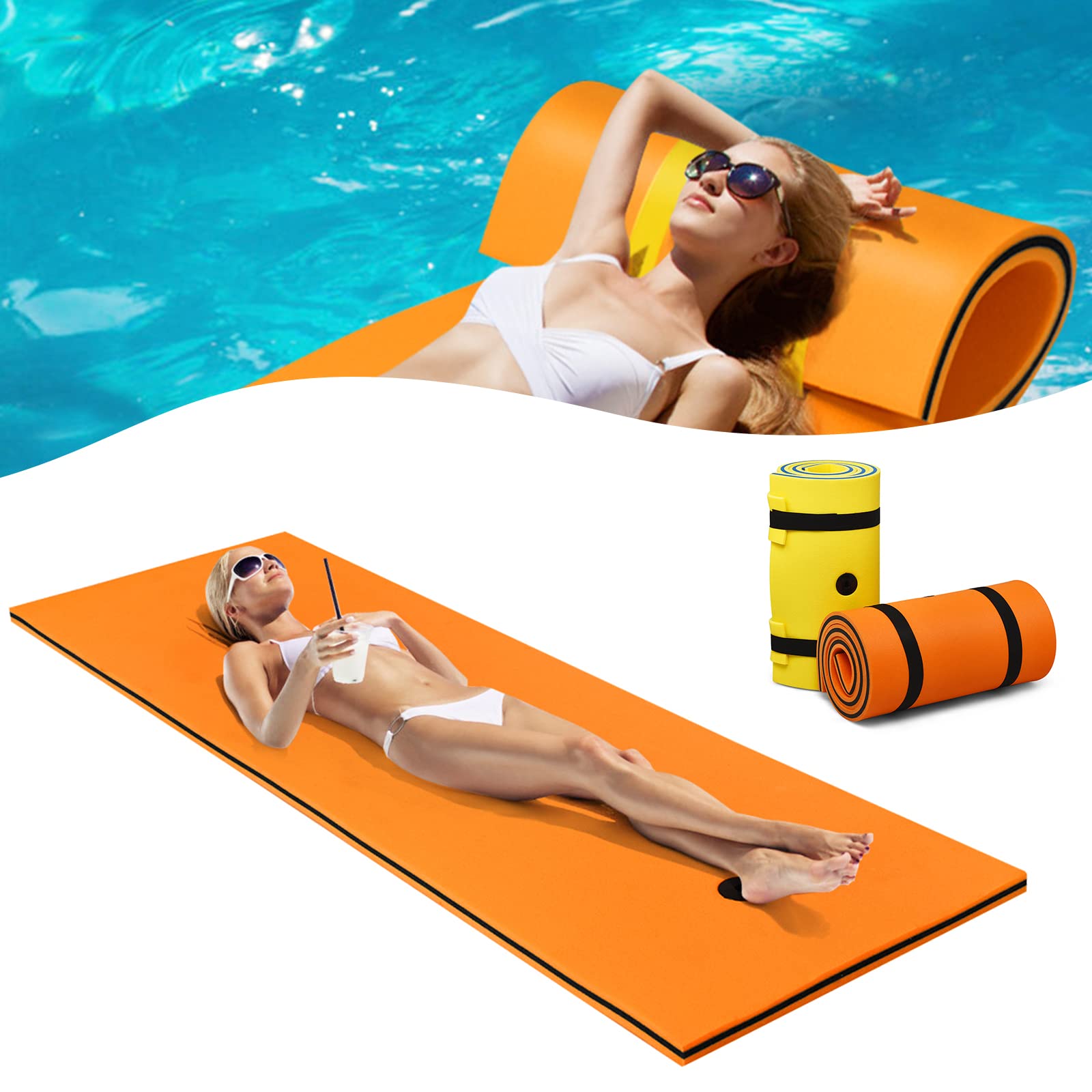 GOPLUS 210X66CM Tapis Flottant de Piscine en Mousse XPE Résistant,Hamac