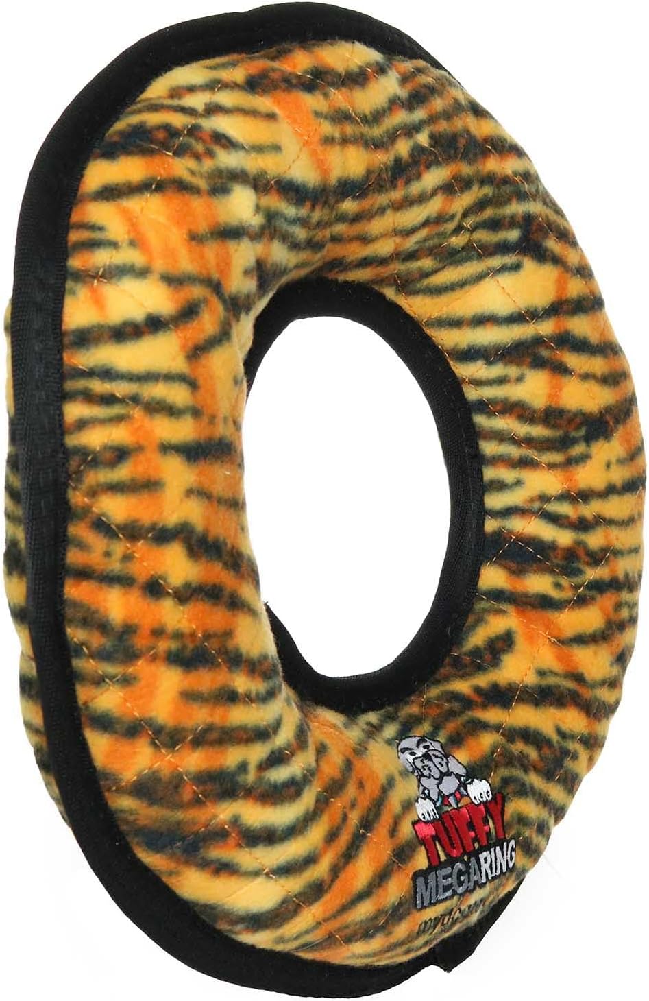 TUFFY - World's Tuffest Soft Dog Toy - MEGA - Ring -Tiger- Multiple Layers. Made Durable, Strong & Tough. Interactive Play (Tug, Toss & Fetch). Machine Washable & Floats