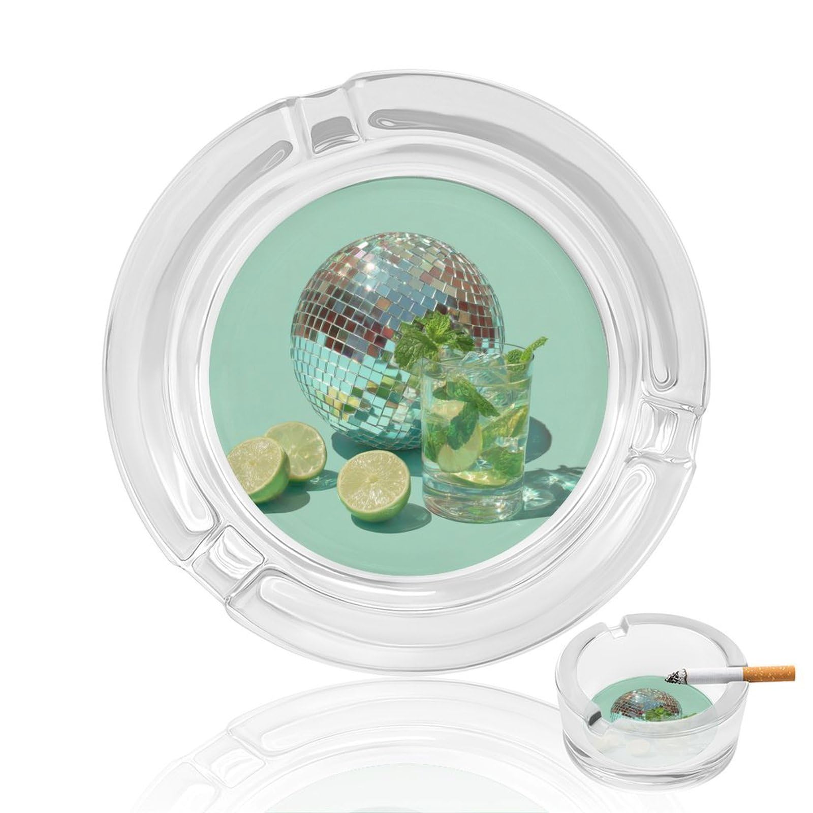Disco Ball with Drinks Glass Ashtray for Cigarettes Portable Decorative Ash Trays for Home Office Decor