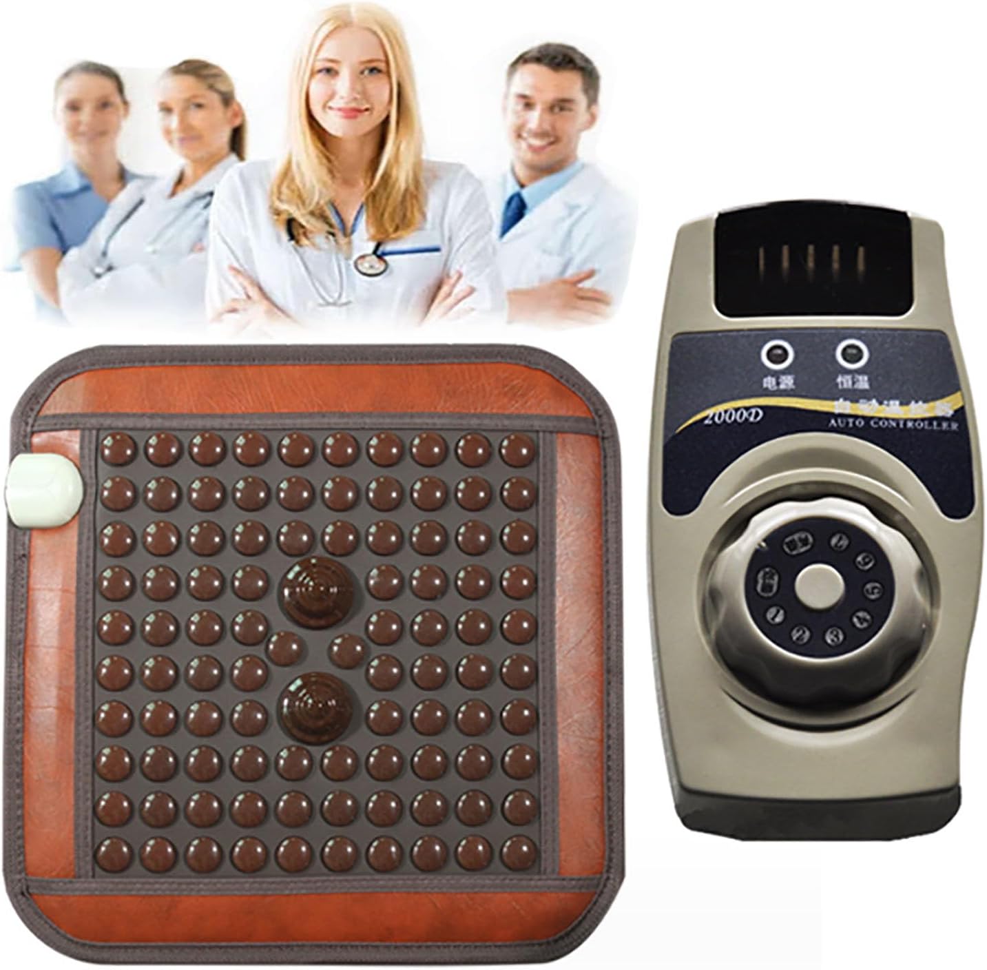 ICEMOB Heat Pad for Back for Beds,Sofas,Chairs,Far Infrared Natural Jade and Tourmaline Heating Pad,Portable Massage Mats Full Body,Temperature Adjustable,45X45cm