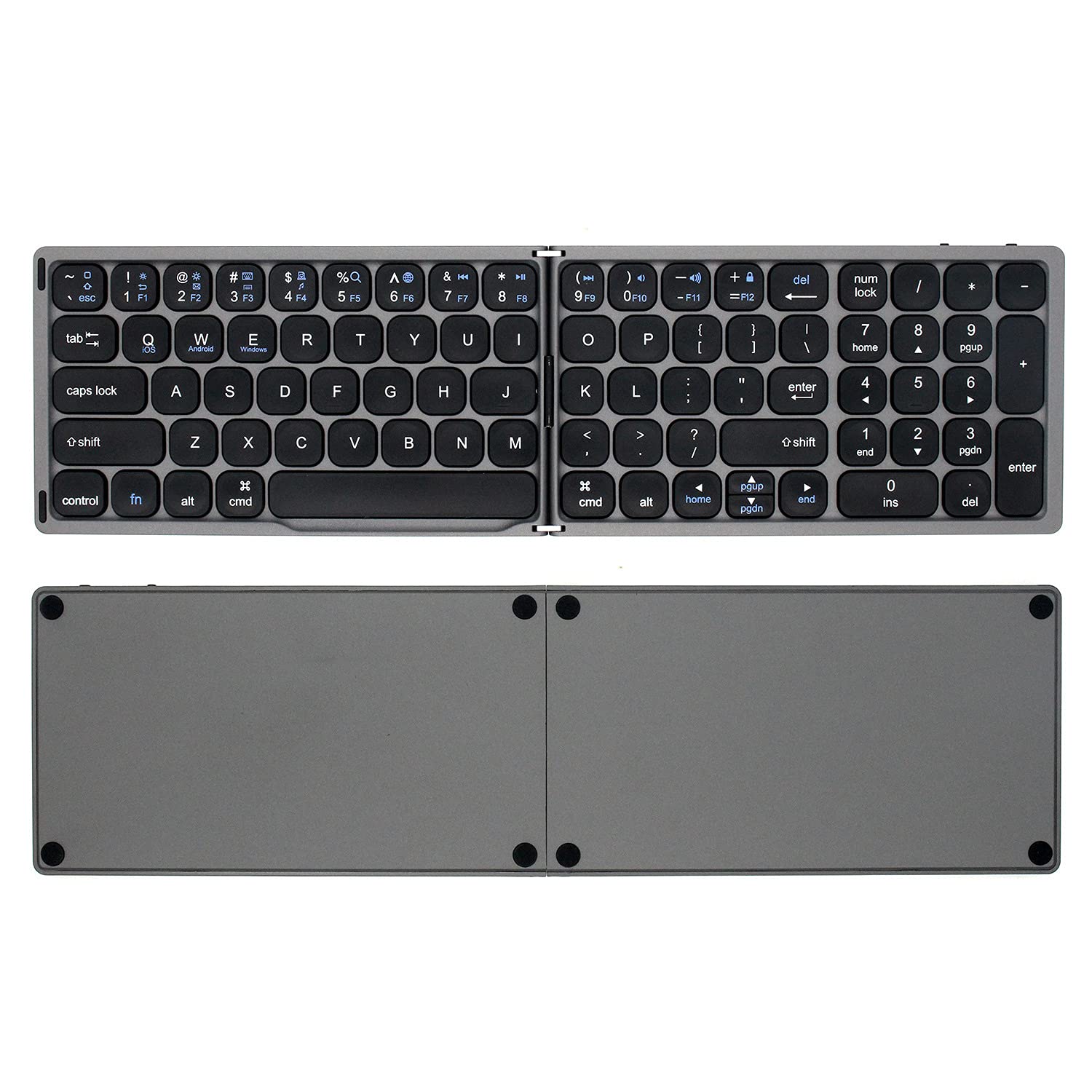 Sottile Portatile 2 Fold Bluetooth Tastiera Multi Sistema Universale di Viaggio Tastiera con Tasti Numeri per Telefono Tablet Laptop