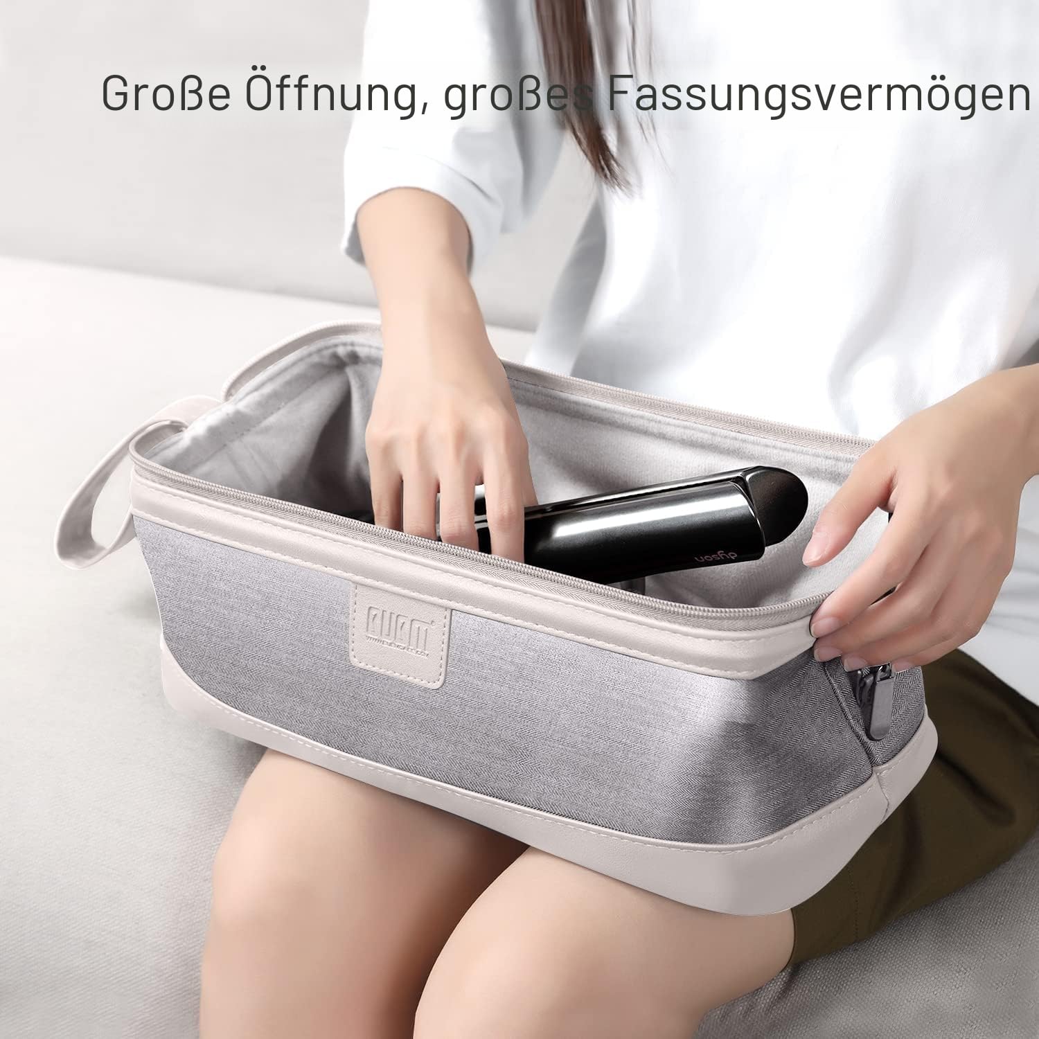 BAQRAXIA Reisetasche für Dyson Airwrap Glätteisen, Travel Bag for Dyson Supersonic Hair Dryer, Tasche für Shark FlexStyle Föhn Haartrockner, Hellgrau (Hellgrau)