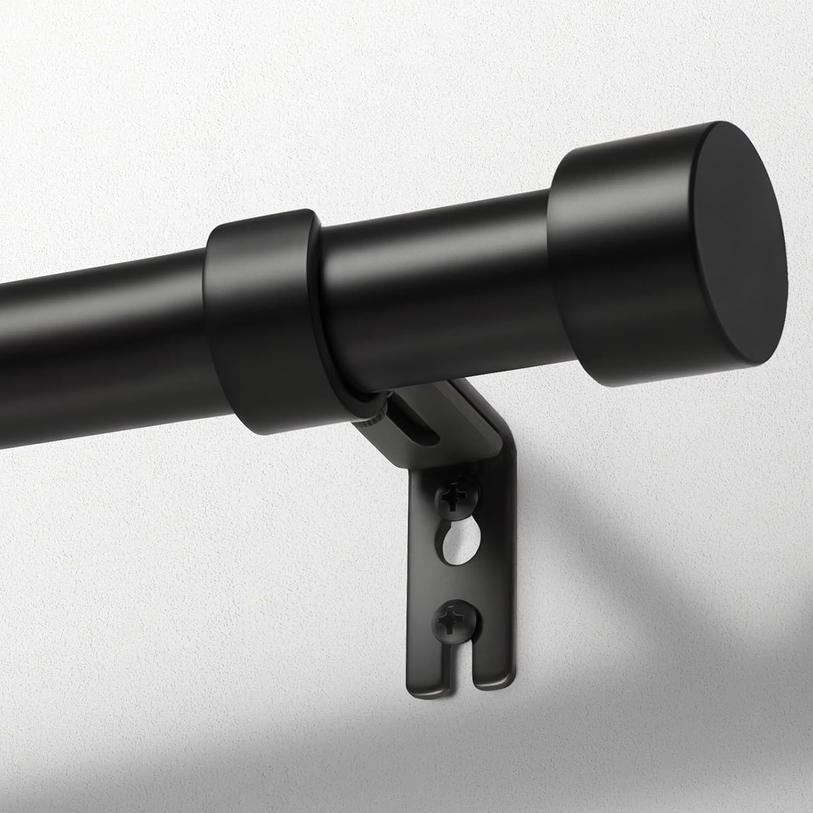 Zeerobee Curtain Rods for Windows 32 to 72, Black Curtain Rod, Adjustable 1 Inch Heavy Duty Outdoor/Indoor Modern Drapery Pole, 32"-72"