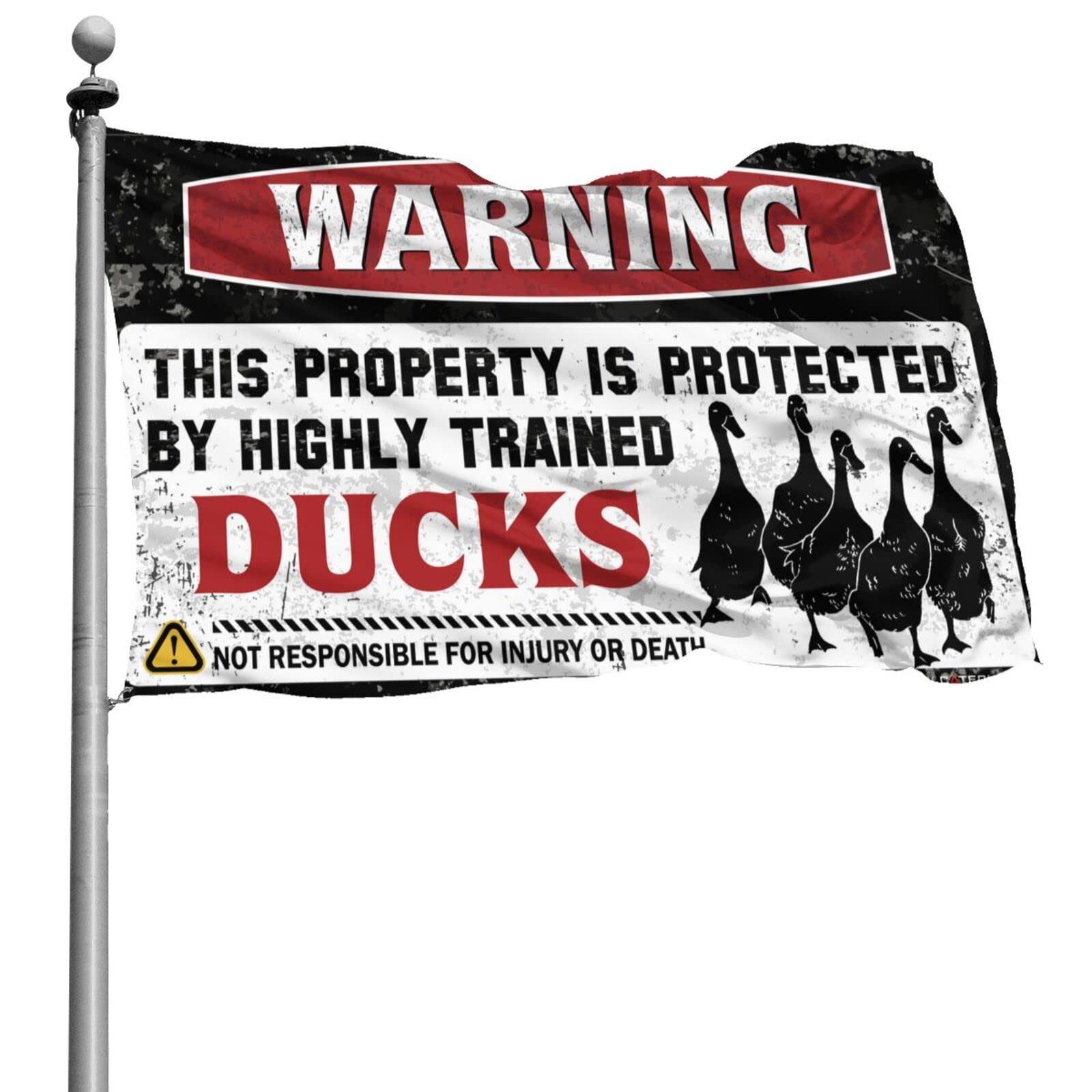 Drapeaux humoristiques pour jardin : propriété gardée par un canard 152x244