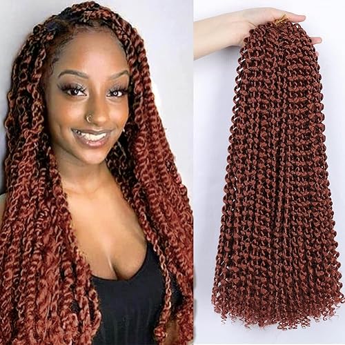 Miniatura 10 de Cabello Passion Twist de 18 pulgadas, cabello ondulado de ganchillo de 18 pulgadas, 2 paquetes de Passion Twists, cabello largo trenzado,