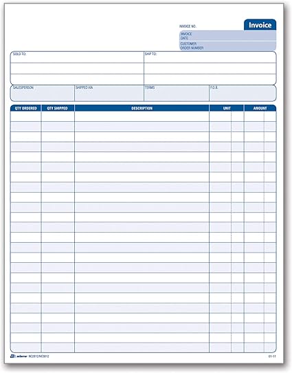Amazon.com: Adams Invoice Sets, 2-Part Carbonless, 8-1/2" x 11-7/16 ...