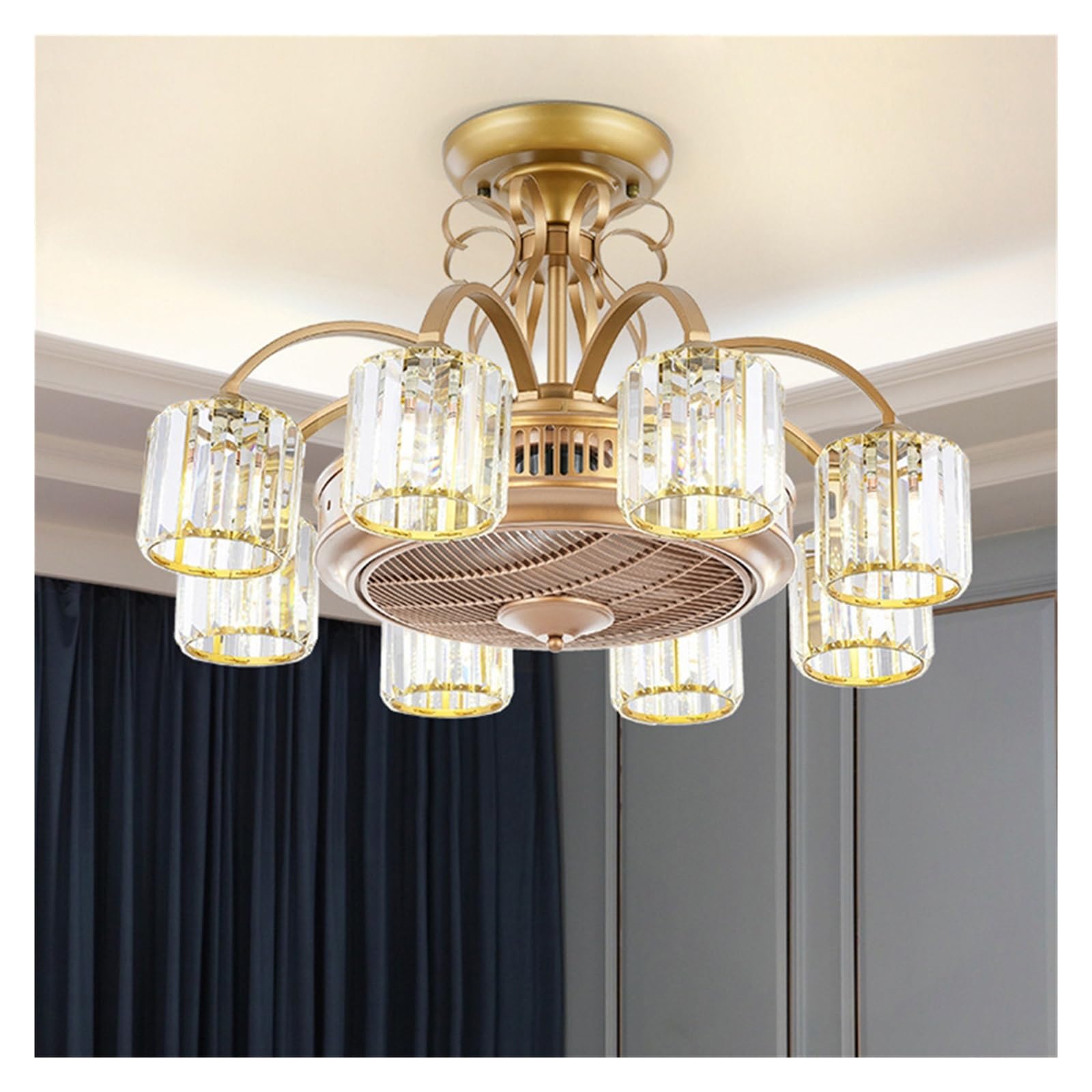 Generico Lampadario a Sospensione con Ventilatore a soffitto a LED, lampadario Artistico Nordico Invisibile per Sala da Pranzo, Soggiorno, Camera da Letto, anione Moderno Semplice Creativo (3)