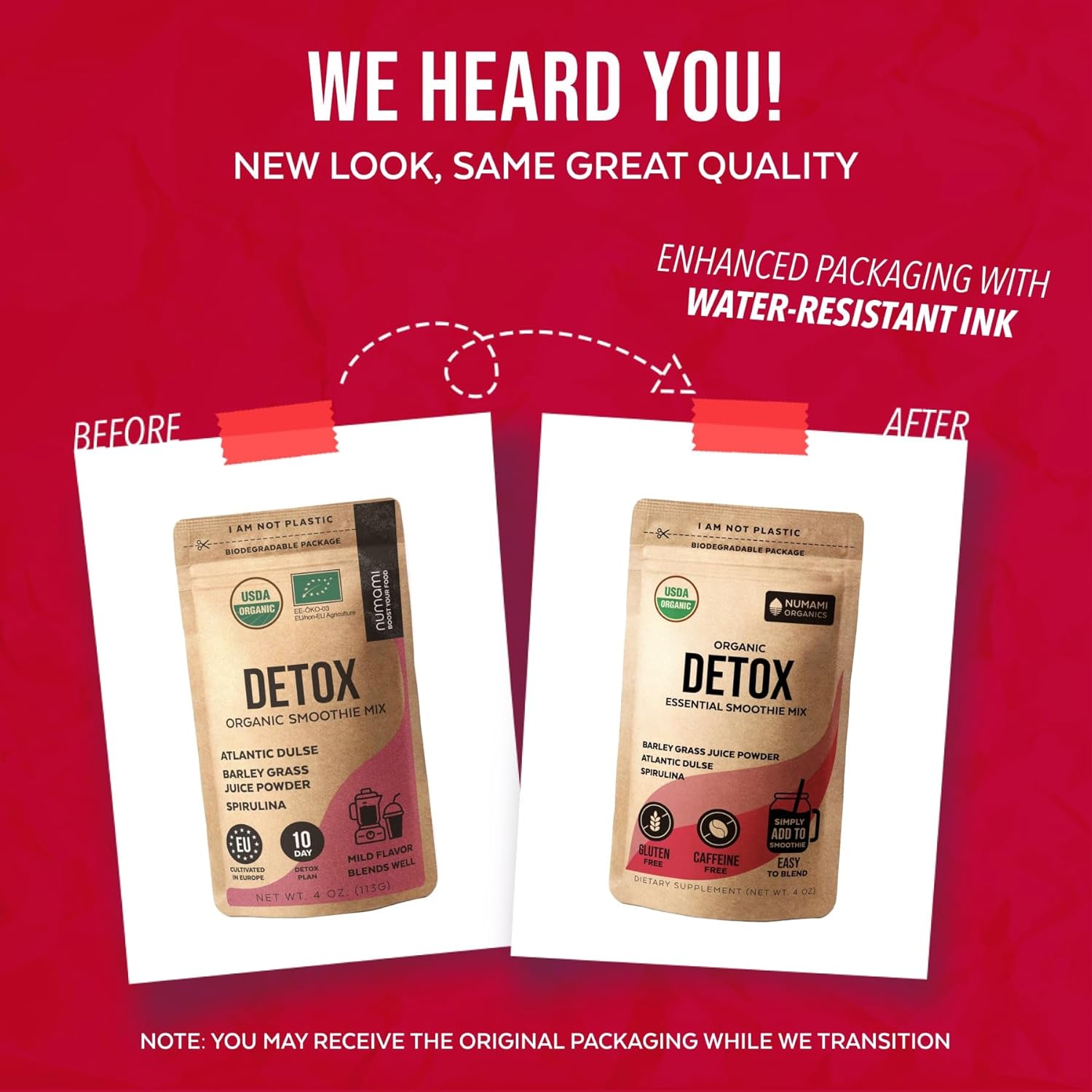 Numami Organic Detox Smoothie Mix with Healthy Spirulina, Atlantic Dulse and Barley Grass Juice Powder