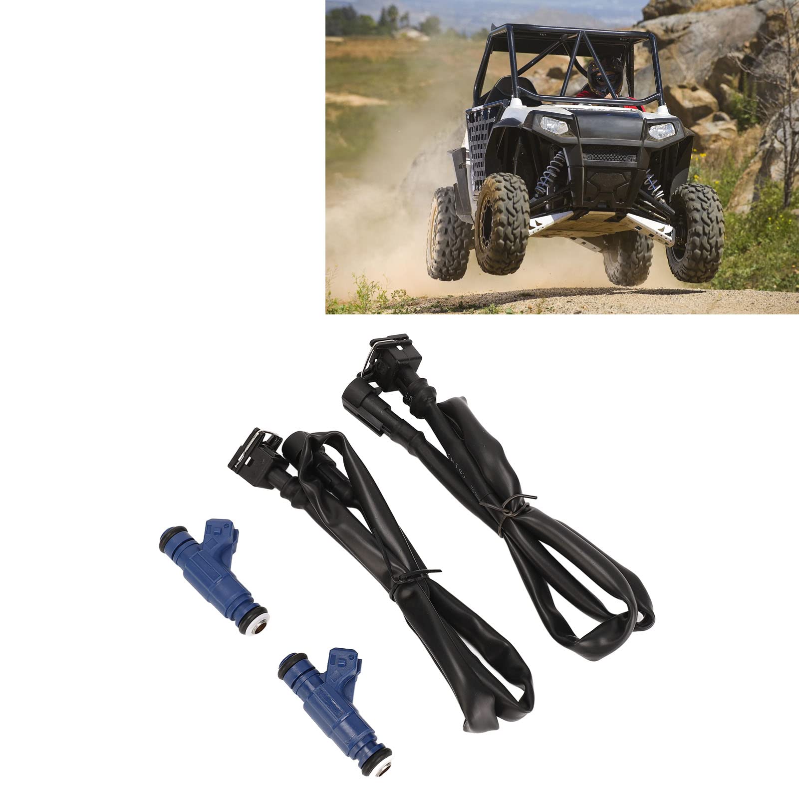 Qiilu 1202863 Zestaw Wtryskiwaczy Paliwa z Wiązką Pigtail dla Polaris Ranger 700 2005-2009 dla Polaris RZR 800 2008-2010 1253558 100-4332 0280156208 Wymiana