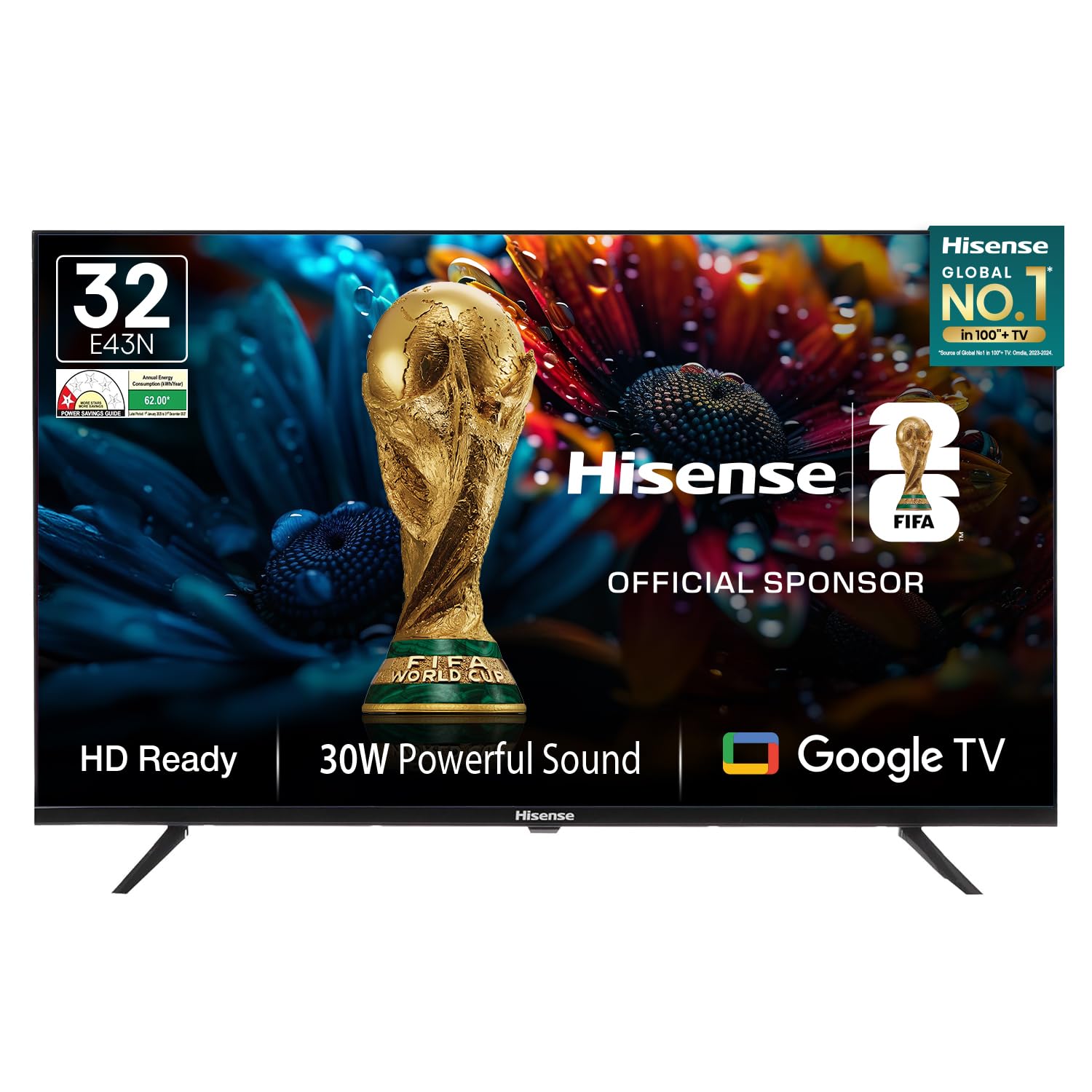 80 cm (32 inches) E43N Series HD Ready Smart Google LED TV 32E43N (Black)