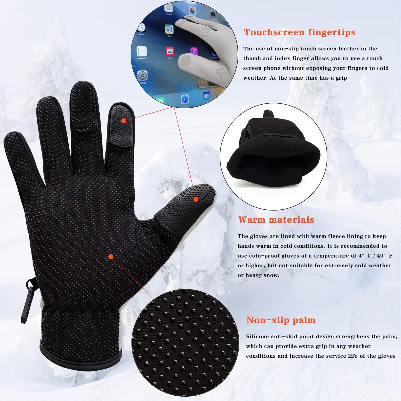 Drasry Neoprene Fishing Gloves Touchscreen 3 Cut Fingers Warm Cold Weather Waterproof Suitable for Men and Women Ice Fishing Fly Fishing Photography Motorcycle Running Shooting : Sports & Outdoors