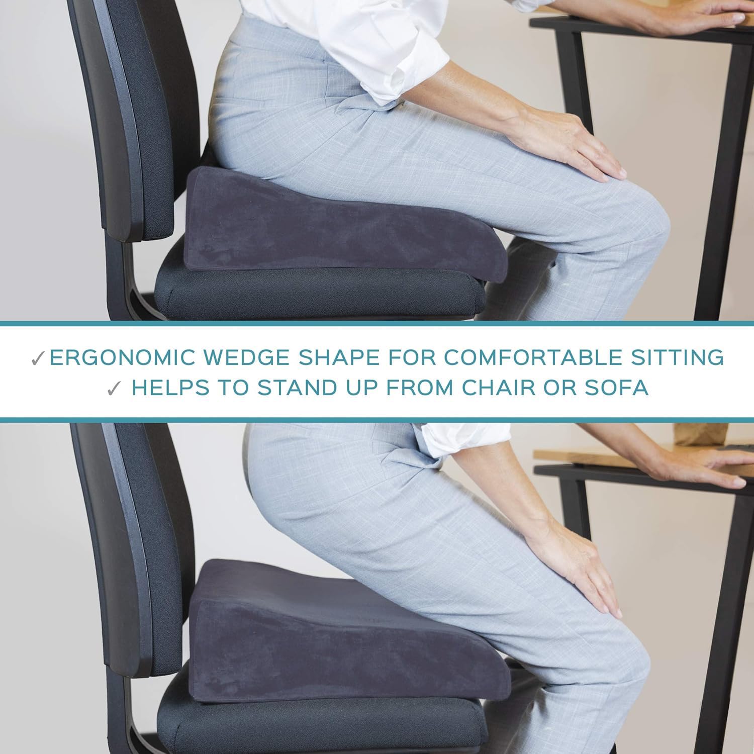 bonmedico Cojin Antiescaras - Cojin Silla Oficina y Silla de Ruedas, Ergónomico y con Gel, Elevador para Sofá, Asiento de Coche y Relax (Gris)