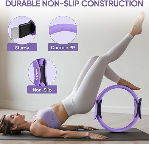 Miniatura 2 de Home Pilates Ring and Ball Set for Women with 5 Resistance Bands 13 inch Magic Circle Workout Essentials Starter Kit for Beginners, Full Body Toning