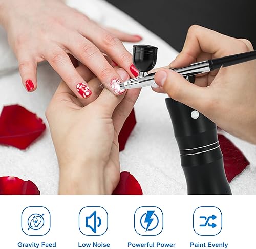 Miniatura 4 de Nlapldy Airbrush Kit with Air Compressor, Upgraded 7.4V 34PSI Air Brush Gun Rechargeable Portable Cordless Air Brush Painting with 0.4mm Nozzle for