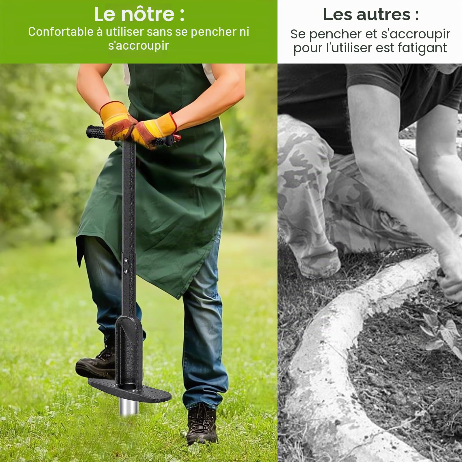 Outil De Plantation De Bulbes De Tulipes Couteau à Gazon, Pelle à Main pour Pelouse Et Jardin, avec PoignéE Souple en Caoutchouc pour Creuser des Trous pour Planter des Bulbes De Fleurs