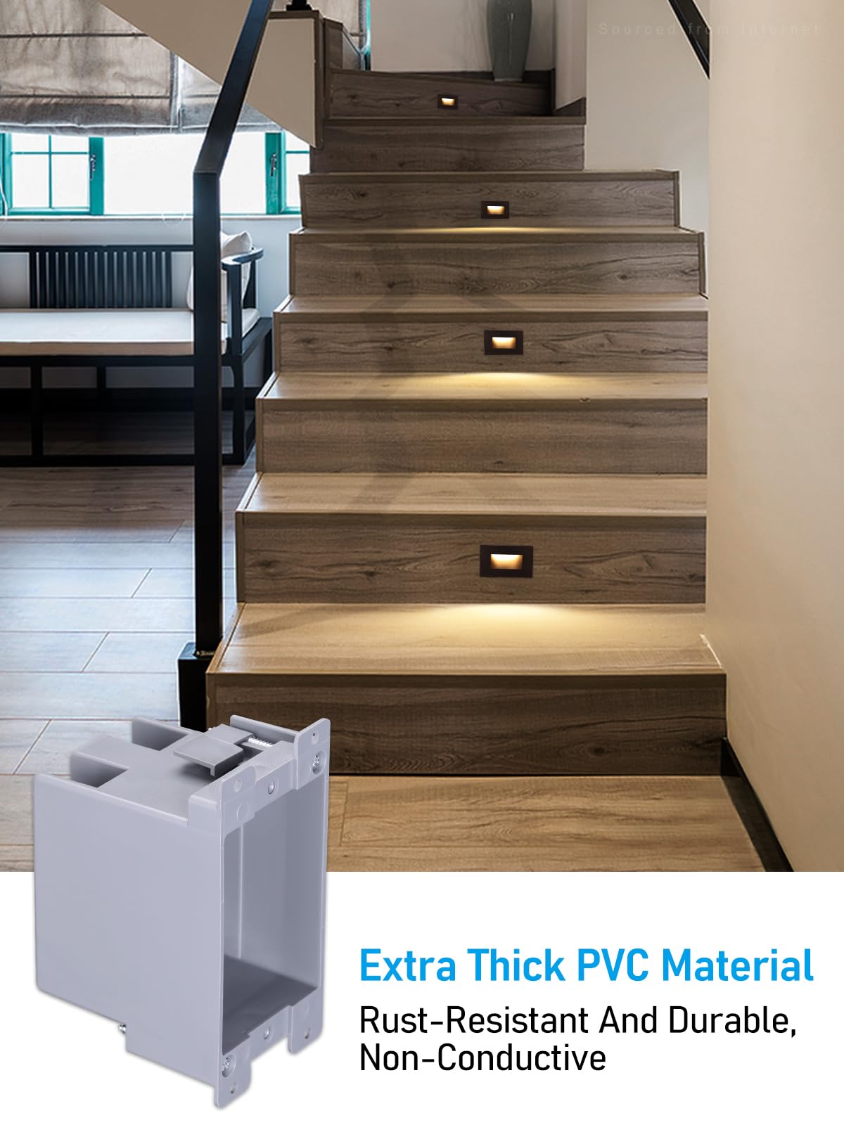 LEONLITE Paquete de 12 cajas de salida eléctricas de trabajo antiguo de una banda, caja de dispositivos estándar de 14 pulgadas cúbicas, caja de conexiones eléctrica de PVC para interruptor, luz de