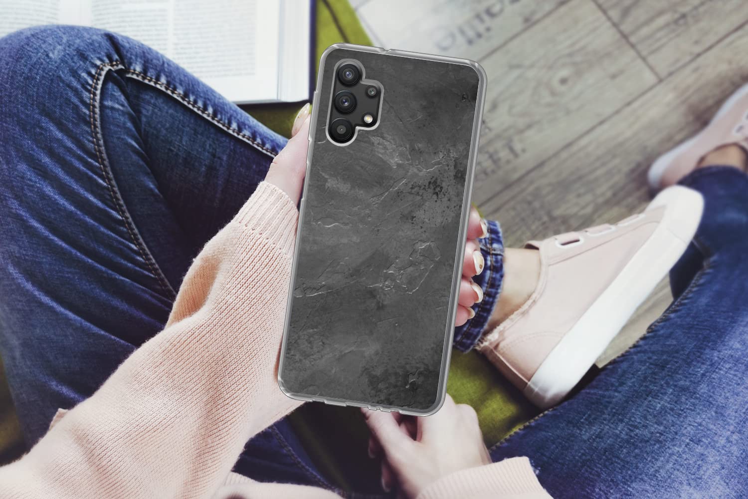 MuchoWow Funda para Samsung Galaxy A32 5G - Estructura - Cemento - Hormigón - Gris - Vintage - Funda de Silicona/Funda Blanda para teléfono móvil