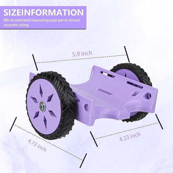 Adjustable Guinea Pig, Rabbit and Hamster Wheelchair for Back Legs Mobility Aid, Soft TPU Tires with Raps (Medium)