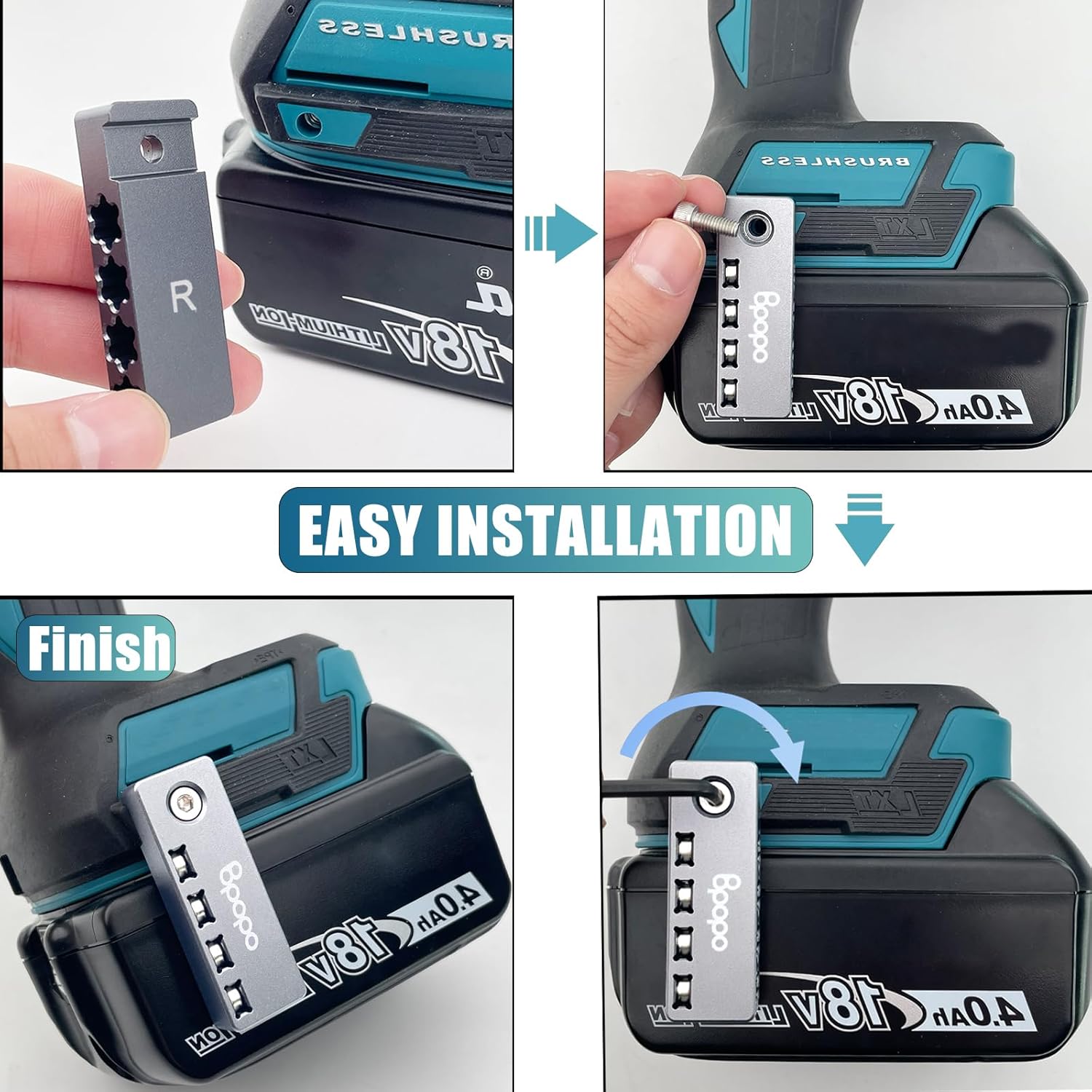 Aluminum Easy Access 1/4-Inch Hex Bits Magnetic Holders Fit for Makita 18V LXT Cordless Impacts Drivers Head,Drill Bit Tool Holster Organizer, Storage Hex Screw Bit on Power Drill,Right Side